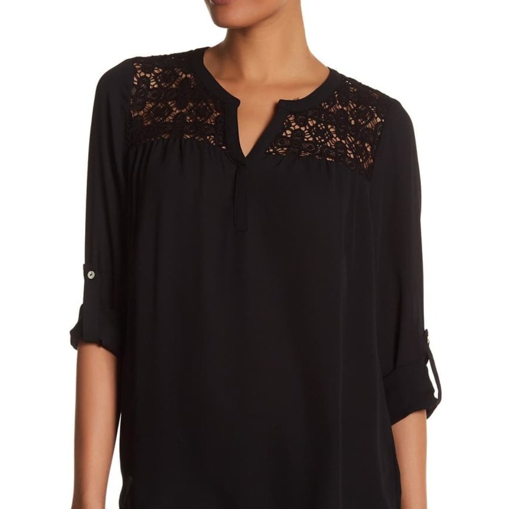 DR2 by Daniel Rainn Crochet Yoke Blouse - like new